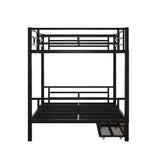 Metal Full Size Convertible Bunk Bed with 2 Drawers, Black(Expected Arrival Time: 9.18)