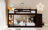 Twin over Twin Bunk Bed with 4 Drawers and 3 Shelves-Espresso（OLD SKU: LP000067AAP） - Home Elegance USA