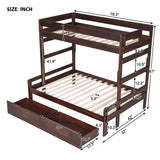 Twin over Full Wood Bunk Bed with 2 Drawers, Espresso - Home Elegance USA