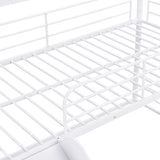 Twin Size Metal Bunk Bed with Ladders and Slide, Divided into Platform and Loft Bed, White - Home Elegance USA