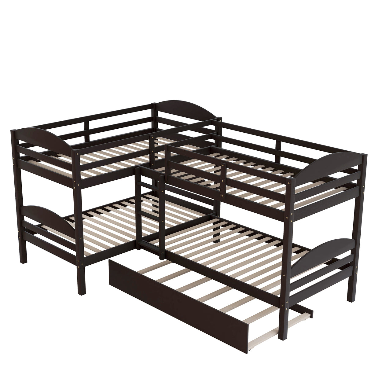 Twin L-Shaped Bunk bed with Trundle-Espresso（OLD SKU:LP000024AAP) - Home Elegance USA