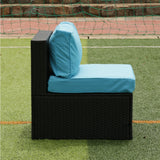 5 Pieces PE Rattan sectional Outdoor Furniture Cushioned U Sofa set with 2 Pillow - W329S00014 - image - 13