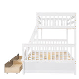 Twin-Over-Full Bunk Bed with Ladders and Two Storage Drawers (White) ( old sku:LT000165AAK） - Home Elegance USA