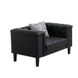 Sarah Black Vegan Leather Tufted Chair With 1 Accent Pillow - Home Elegance USA