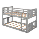 Twin Over Twin Bunk Bed with Ladder, Gray (Old SKU:LP000107AAE) - Home Elegance USA