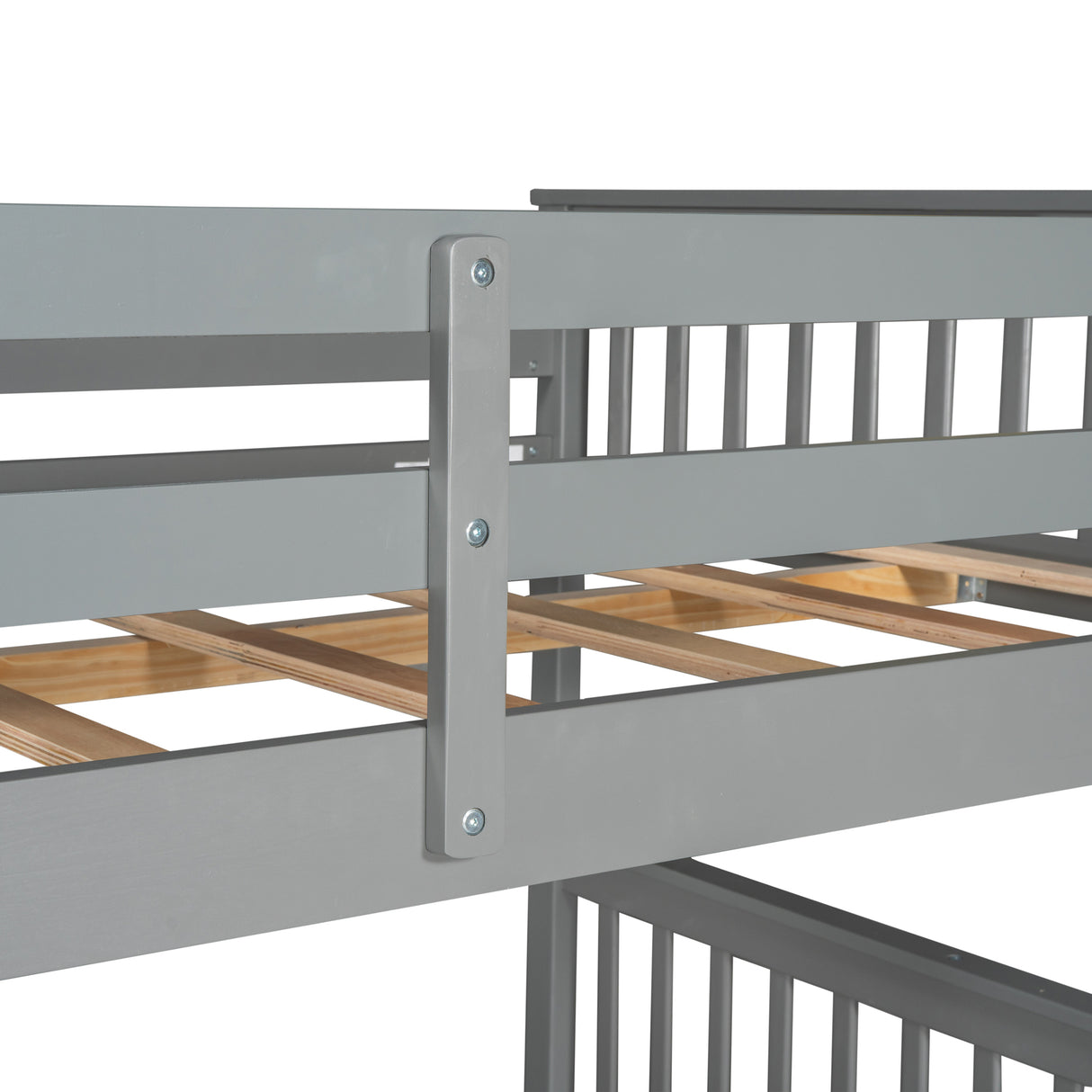 Full-Over-Full Bunk Bed with Ladders and Two Storage Drawers (Gray) - Home Elegance USA