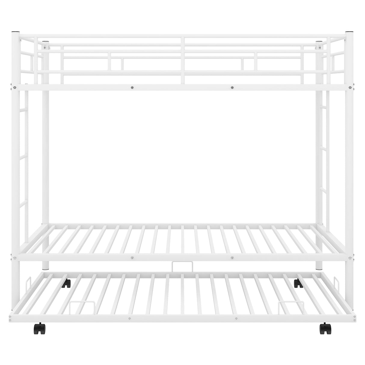 Twin over Twin Bunk Bed with Trundle, White - Home Elegance USA