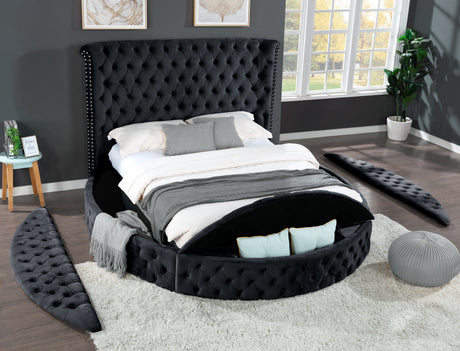 Hazel Queen Size Tufted Upholstery Storage Bed made with Wood in Black - Home Elegance USA