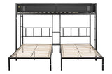 Triple twin bunk bed (Wood Slat and Textilene Guardrail) - Home Elegance USA