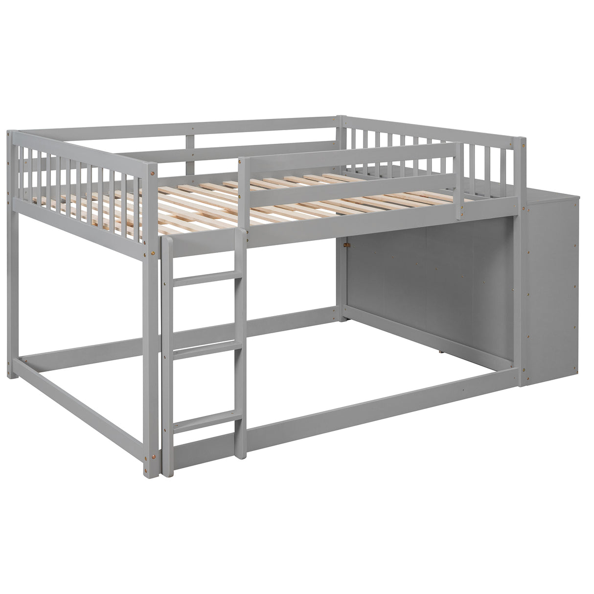 Full over Full Bunk Bed with 4 Drawers and 3 Shelves-Gray - Home Elegance USA