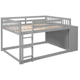 Full over Full Bunk Bed with 4 Drawers and 3 Shelves-Gray - Home Elegance USA