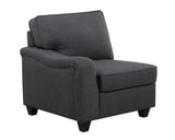 Leo Dark Gray Linen 6 Seater Sofa and Ottoman Home Elegance USA