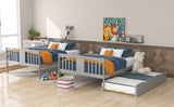 Full over Full Bunk Bed with Twin Size Trundle and Ladder-Gray(Old SKU: LP000204AAE) - Home Elegance USA