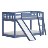 Yes4wood Kids Bunk Bed Twin Over Twin with Slide & Ladder, Heavy Duty Solid Wood Twin Bunk Beds Frame with Safety Guardrails for Toddlers, Blue - Home Elegance USA