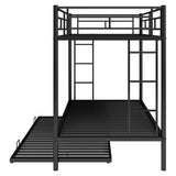 Twin over Twin Bunk Bed with Trundle, Black - Home Elegance USA