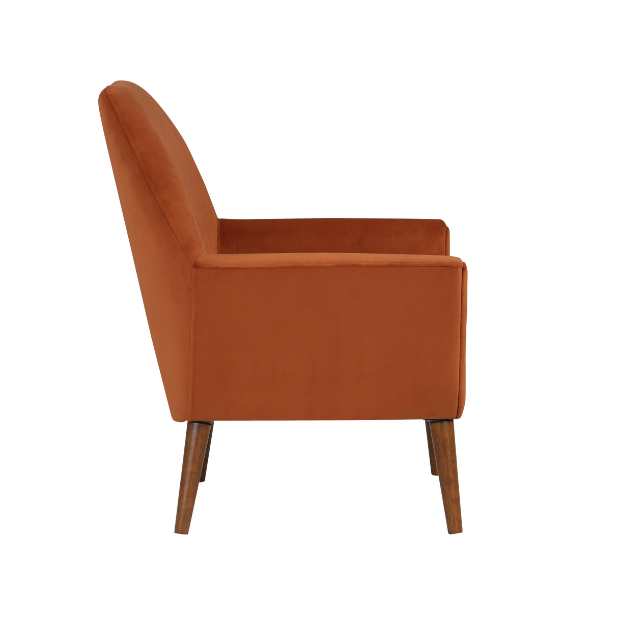 Astrid Mid-Century Burnt Orange Velvet Arm Chair - Home Elegance USA