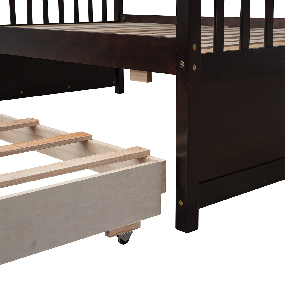 Twin-Over-Full Bunk Bed with Twin size Trundle , Separable Bunk Bed with Drawers for Bedroom - Espresso - Home Elegance USA