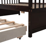 Twin-Over-Full Bunk Bed with Twin size Trundle , Separable Bunk Bed with Drawers for Bedroom - Espresso - Home Elegance USA