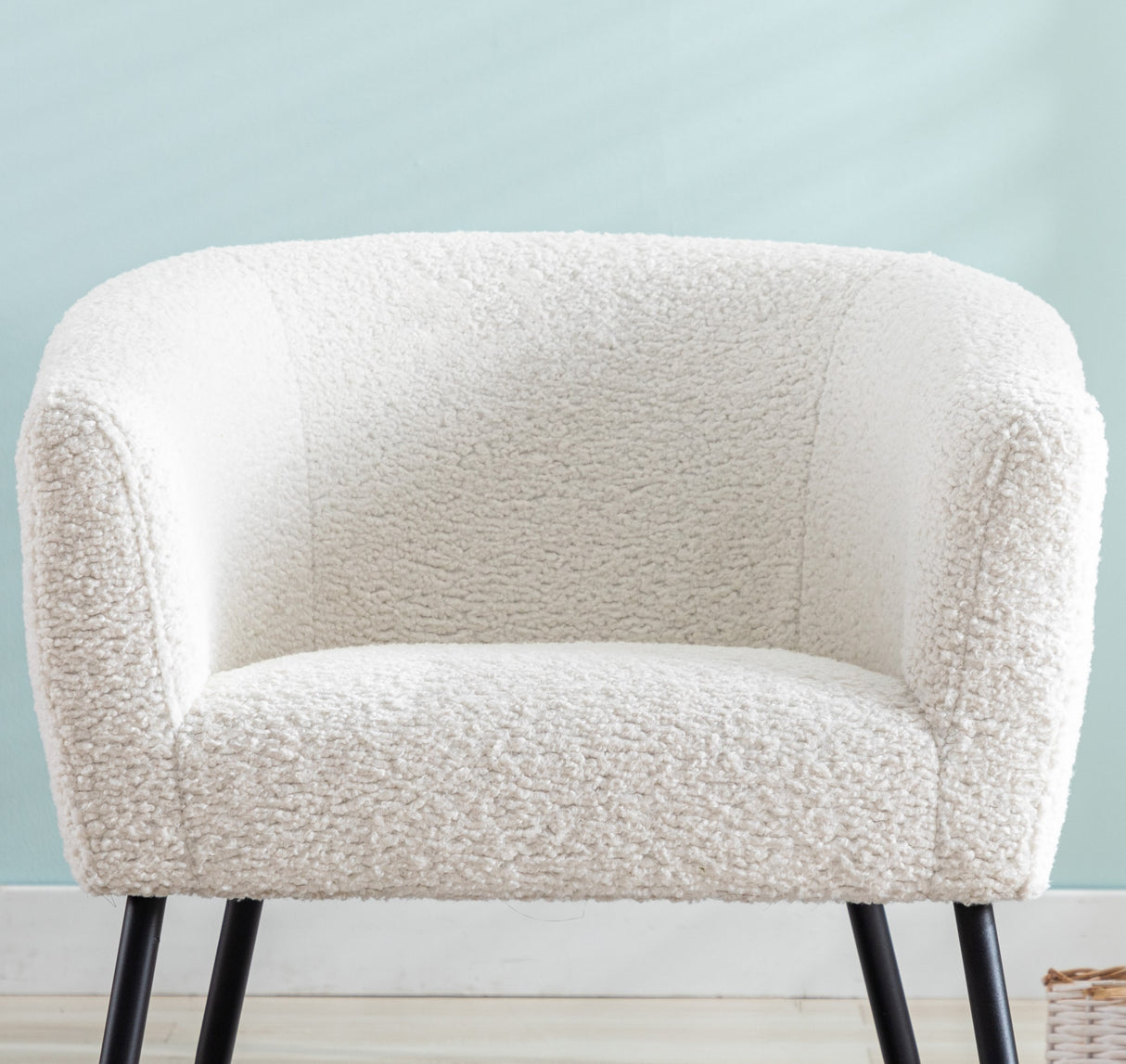 Modern Style 1pc Accent Chair White Sheep Wool-Like Fabric Covered Metal Legs Stylish Living Room Furniture - Home Elegance USA