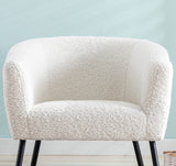 Modern Style 1pc Accent Chair White Sheep Wool-Like Fabric Covered Metal Legs Stylish Living Room Furniture - Home Elegance USA