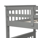 Stairway Twin-Over-Full Bunk Bed with Storage and Guard Rail for Bedroom, Dorm, fo Adults, Gray color - Home Elegance USA