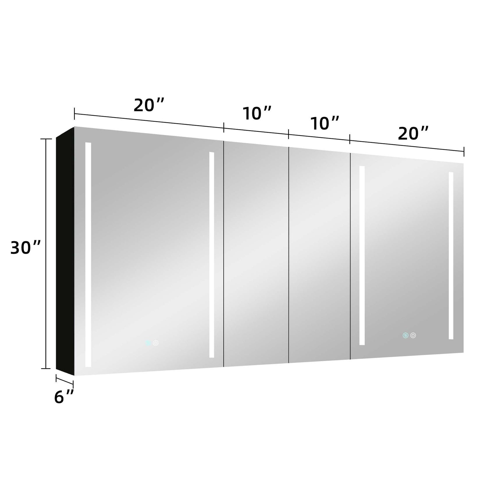 60x30 Inch LED Bathroom Medicine Cabinet Surface Mount Double Door Lighted Medicine Cabinet, Medicine Cabinets for Bathroom with Mirror Defogging, Dimmer Black - W995S00044 - image - 19