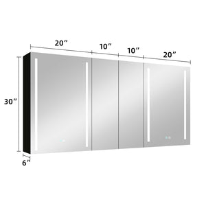 60x30 Inch LED Bathroom Medicine Cabinet Surface Mount Double Door Lighted Medicine Cabinet, Medicine Cabinets for Bathroom with Mirror Defogging, Dimmer Black - W995S00044 - image - 19