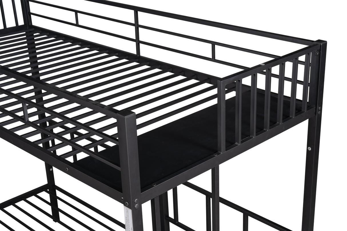 Triple twin bunk bed, can be separated into 3 twin beds - Home Elegance USA