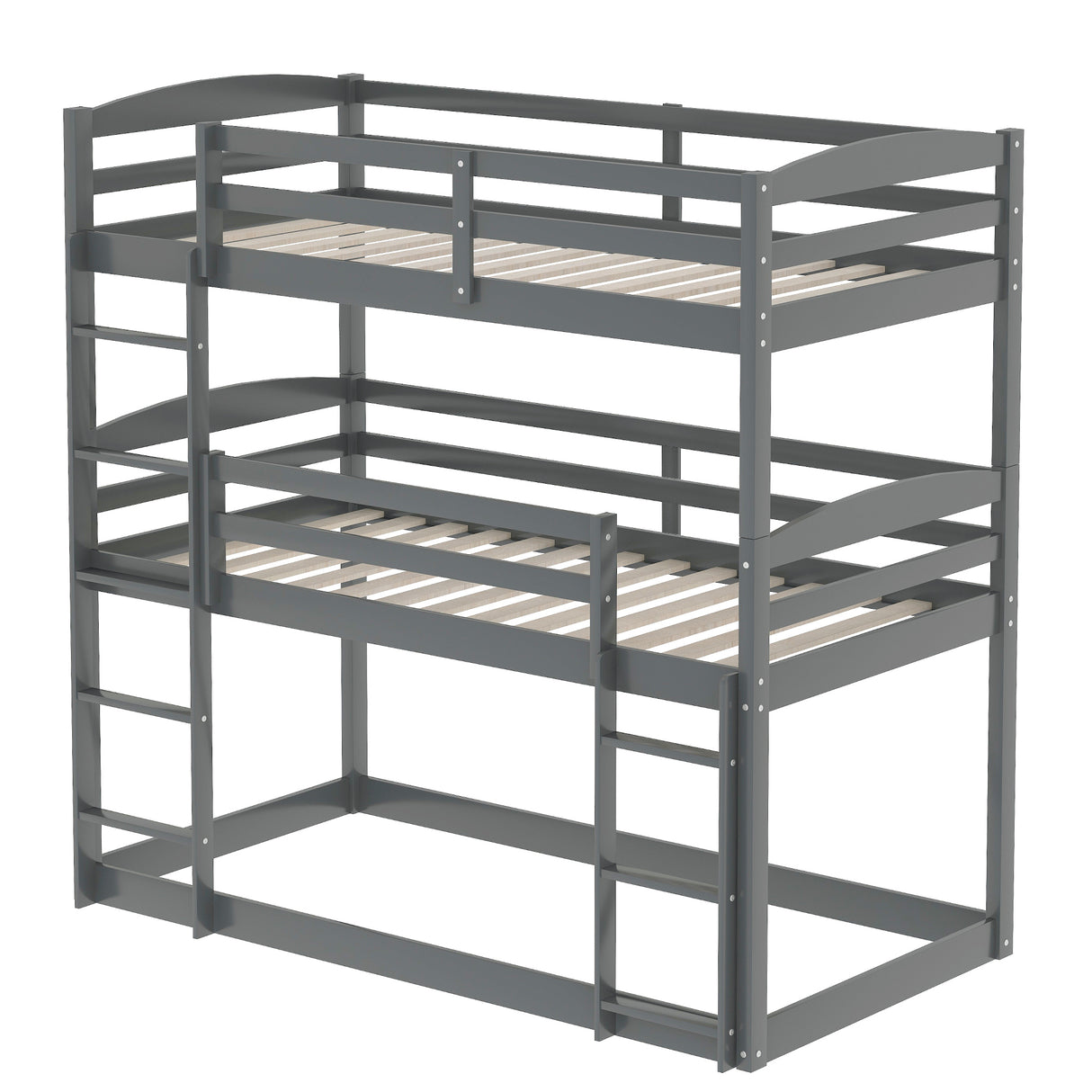 Twin over Twin over Twin Triple Bunk Bed,Gray - Home Elegance USA