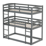 Twin over Twin over Twin Triple Bunk Bed,Gray - Home Elegance USA