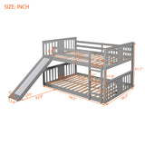 Full Over Full Bunk Bed with Ladder with Slide, Gray (Old SKU :LP000208AAE) - Home Elegance USA