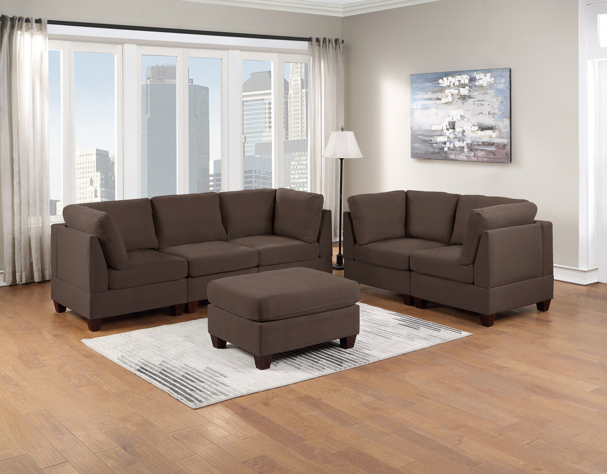 Living Room Furniture Corner Wedge Black Coffee Linen Like Fabric 1pc Cushion Wedge Sofa Wooden Legs - Home Elegance USA