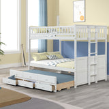 FULL OVER FULL BUNKBED WITH TWIN TRUNDLE AND 3 DRAWERS - Home Elegance USA