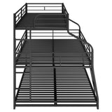 Twin XL/Full XL/Queen Triple Bunk Bed with Long and Short Ladder and Full-Length Guardrails,Black - Home Elegance USA