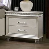 Classic Pearl White 1pc Nightstand Only Contemporary Solid wood 2-Drawers Felt-lined Top English Dovetail Acrylic Legs & Pull Handle - Home Elegance USA