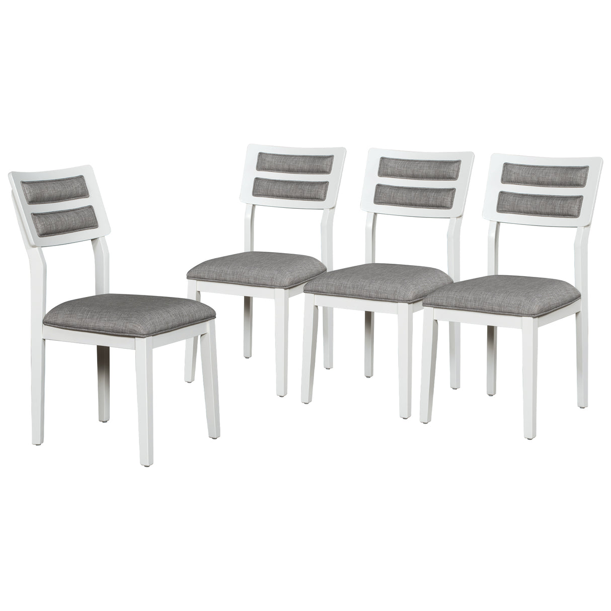 TREXM Classic and Traditional Style 6 - Piece Dining Set, Includes Dining Table, 4 Upholstered Chairs & Bench (White+Gray) - Home Elegance USA