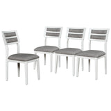 TREXM Classic and Traditional Style 6 - Piece Dining Set, Includes Dining Table, 4 Upholstered Chairs & Bench (White+Gray) - Home Elegance USA