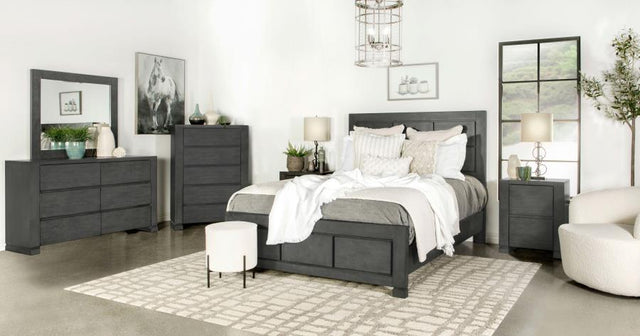 Lorenzo - Eastern King Bed 5 Piece Set - Dark Gray - Home Elegance USA