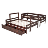 Twin over Full Wood Bunk Bed with 2 Drawers, Espresso - Home Elegance USA