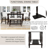 TREXM 6-Piece Counter Height Dining Table Set Table with Shelf 4 Chairs and Bench for Dining Room (Espresso) - Home Elegance USA