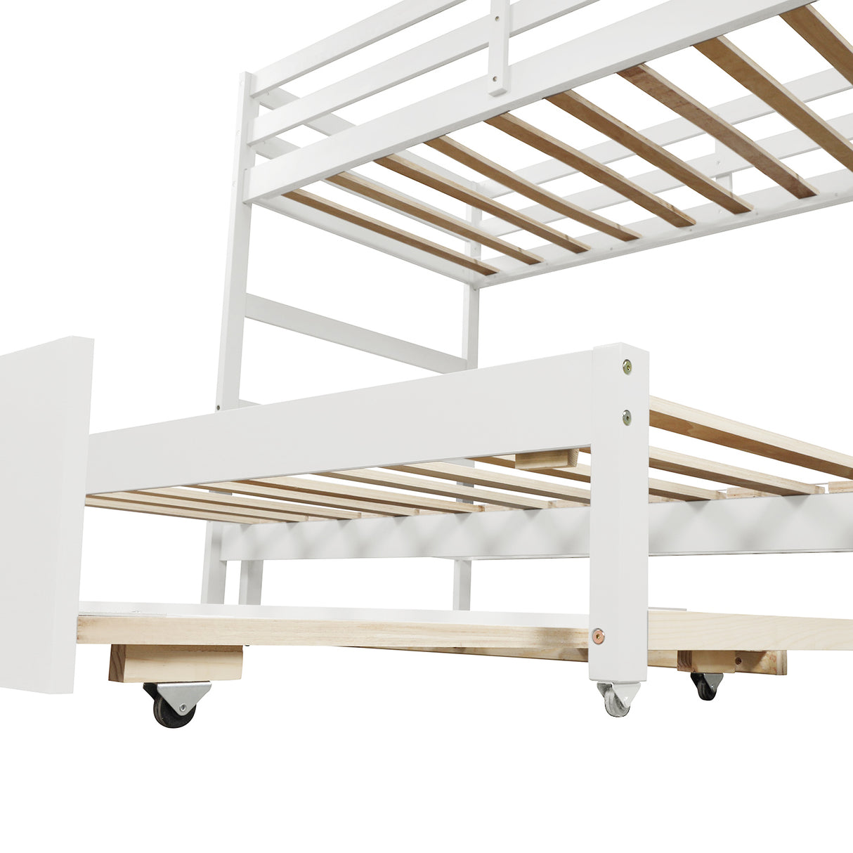 Twin over Twin/King (Irregular King Size) Bunk Bed with Twin Size Trundle, Extendable Bunk Bed   (White)(OLD SKU :LP000032AAK) - Home Elegance USA