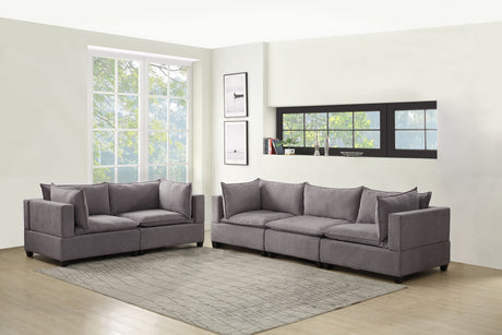 Madison Light Gray Fabric Sofa Loveseat Living Room Set Home Elegance USA