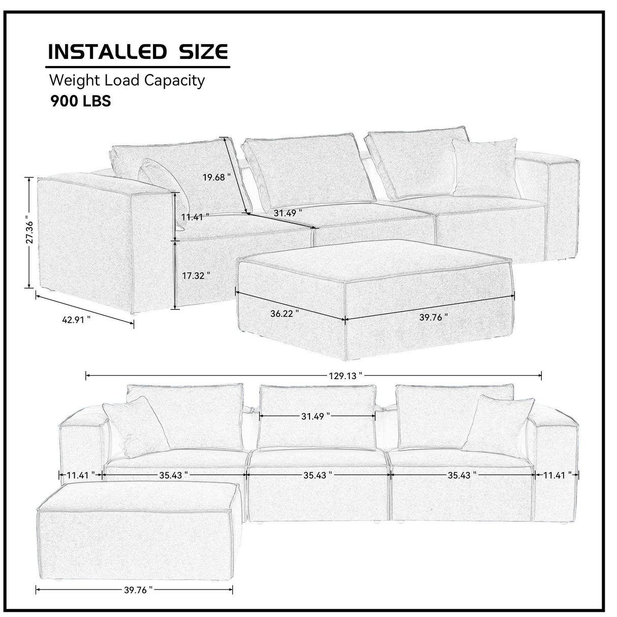 4 - Piece Upholstered Sectional Sofa in Blue - W876S00084 - image - 9