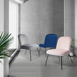 Set of 2 Accent Chair Soft Velvet Leisure Chair Upholstered Dining Chair with Backrest Armrest, Dark Blue - Home Elegance USA