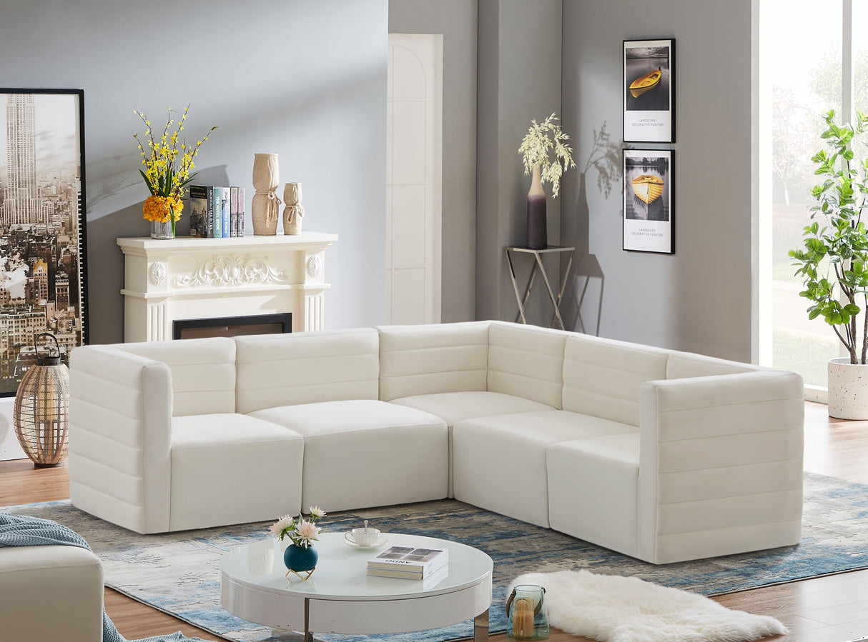 Quincy - Modular Sectional 5 Piece - Cream - Home Elegance USA