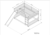 Full over Full  bunk bed with Slide - Home Elegance USA