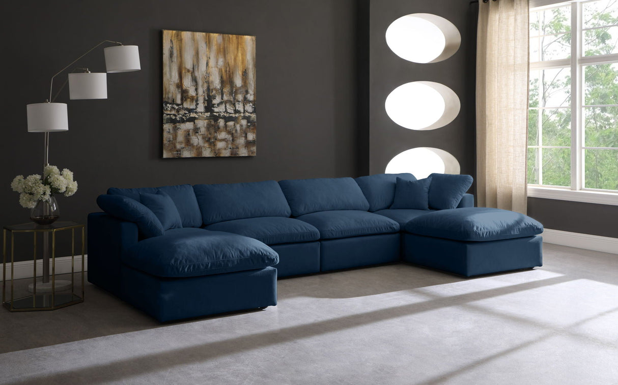 Plush - Cloud Modular Sectional Standart 6 Piece - Navy - Fabric - Modern & Contemporary - Home Elegance USA