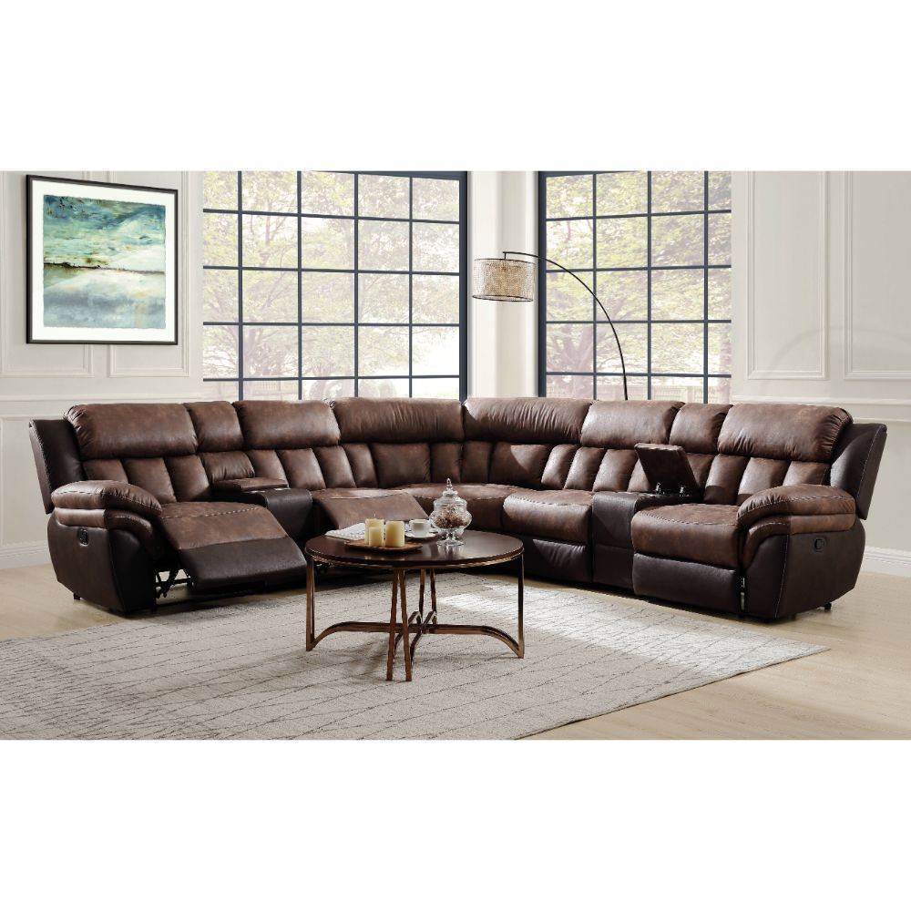 Jaylen - Sectional Sofa - Toffee & Espresso Polished Microfiber - Home Elegance USA