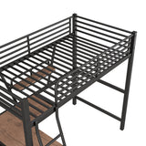 Twin Size Loft Metal&MDF Bed with Desk and Shelf, Black (Old SKU:SM001105AAB-1) - Home Elegance USA