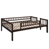 Full-Over-Full-Over-Full Triple Bed with Built-in Ladder and Slide , Triple Bunk Bed with Guardrails, Espresso(OLD SKU :LP000052AAP) - Home Elegance USA